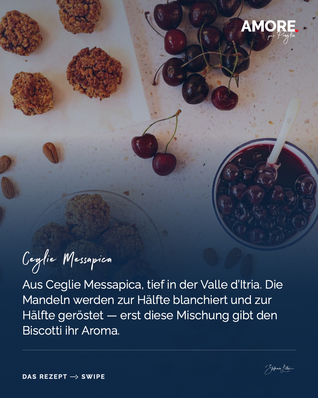Biscotti Cegliesi — die Zutaten und das fertige Gericht, fotografiert für „Amore per Puglia“