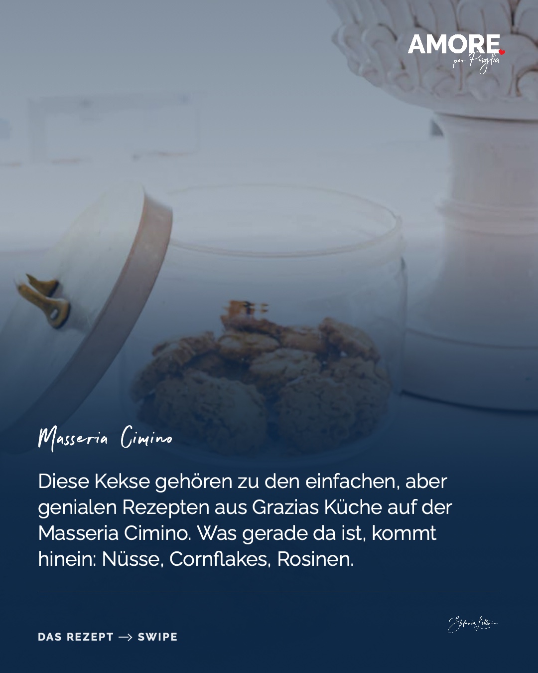 Biscotti di Pasta Frolla à la Masseria Cimino — die Zutaten und das fertige Gericht, fotografiert für „Amore per Puglia“