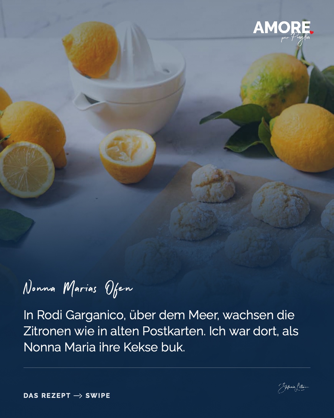 Nuvole al Limone — die Zutaten und das fertige Gericht, fotografiert für „Amore per Puglia“