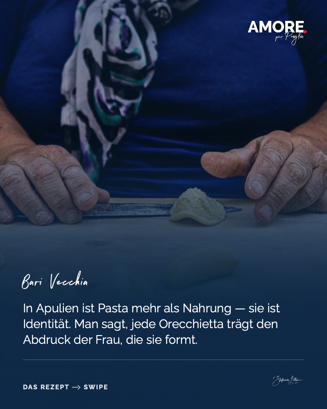 Orecchiette — die Zutaten und das fertige Gericht, fotografiert für „Amore per Puglia“