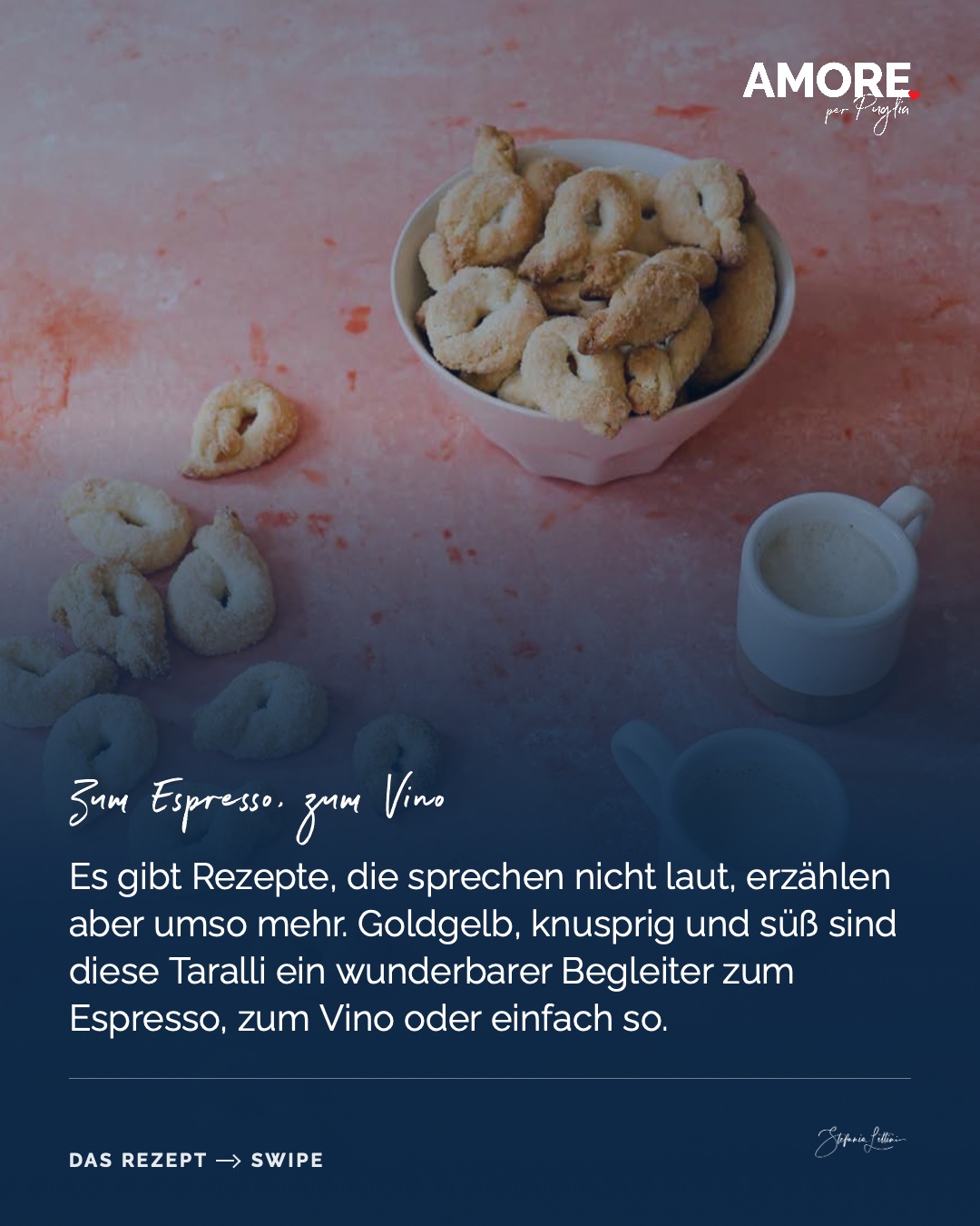 Taralli Dolci al Vino Bianco — die Zutaten und das fertige Gericht, fotografiert für „Amore per Puglia“